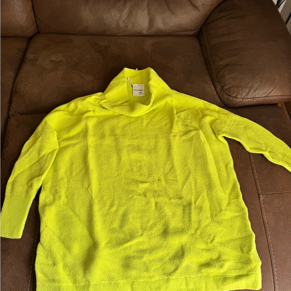 Free People Neon Yellow Turtleneck Sweater